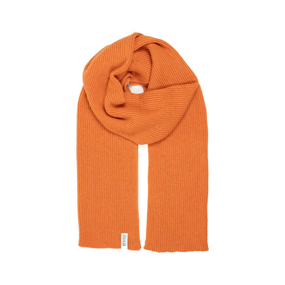 Orange recycled cashmere rib knit scarf